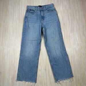 ASOS Design High Rise Straight Leg Light Wash Raw Hem 90s Vintage Jeans 26X32